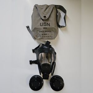 U.S. Navy Vintage 1960s ND MARK V Gas Mask w/ Both Canisters & Carry Bag